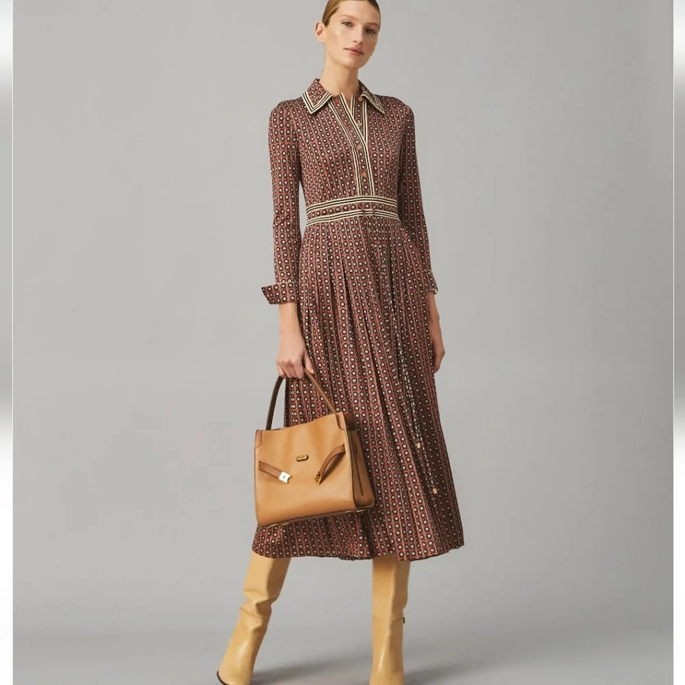 TORY BURCH Silk Blend Pleated Skirt  Sun Prints All Over Dress Size Small - Picture 3 of 16